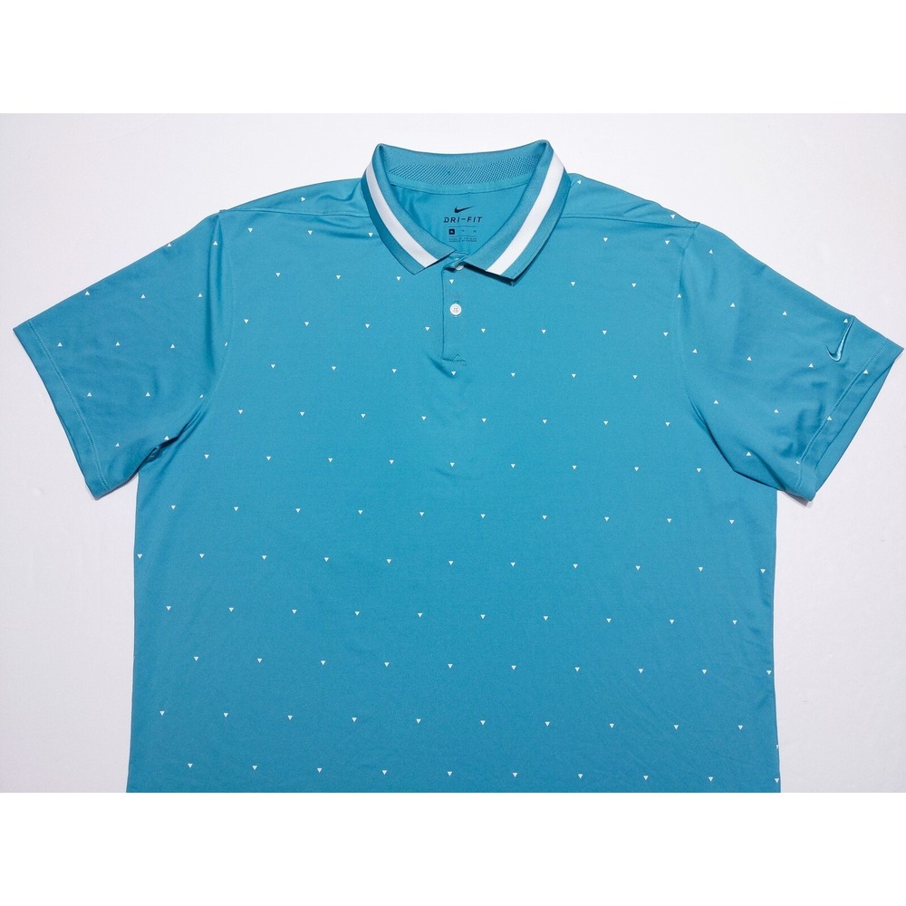 NIKE Golf Performance Polo Shirt BQ6856 Teal Blue Triangles All Over XL - Picture 5 of 9